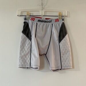 Marucci Men's White Padded Athletic Compression Shorts